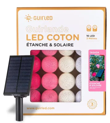 LED Lichterkette 16 Kugeln IP55 Solar 6 m 4 Farben