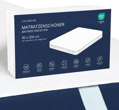 Produktbild von JACOBSON Matratzenschoner 90 x 200 cm - wasserdichte Matratzenauflage atmungsaktiver Matratzenschutz (90x200cm)