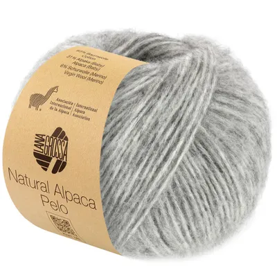 Produktbild von Lana Grossa NATURAL ALPACA PELO 50 g flauschige Netzgarnstruktur gefüllt mit Baby-Alpakafasern 125 m Farbe 003 - Hellgrau meliert
