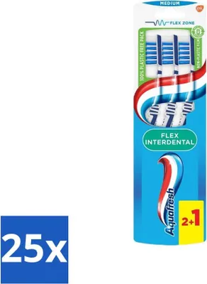 Image de Brosse à dents Aquafresh Flex Interdental Medium, 3 pièces - paquet avantageux - 25 pièces