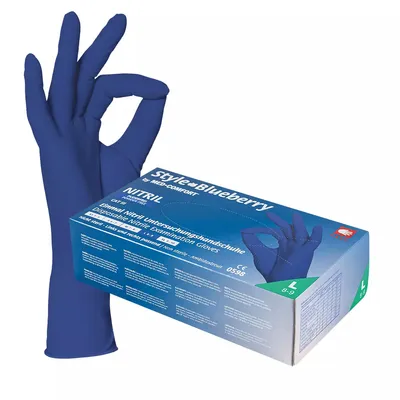 Produktbild von Nitrilhandschuhe, dunkelblau, blau, Größe M, puderfrei, Style blueberry by Med-Comfort
