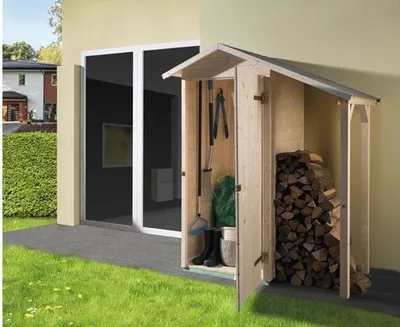 Produktbild von Gartenhaus weka Herzerl ohne Herz mit Fußboden und Schleppdach 162 x 105 cm natur