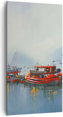 Produktbild von Bild auf Leinwand - Leinwandbild - Hafen Laterne Boot - 55x100cm - Wand Bild - Wanddeko - Leinwanddruck - Bilder - Kunstdruck - Wanddekoration - Leinwand bilder - Wandkunst - PA55x100-3710