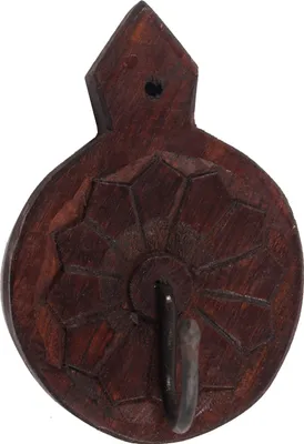 Produktbild von Indischer Runder Wandhaken aus Holz, Schlüsselbrett, Kleiderhaken - Modell 2, Braun, Holz,Metall, 18*13*10 cm, Wandhaken aus Holz, Metall & Keramik