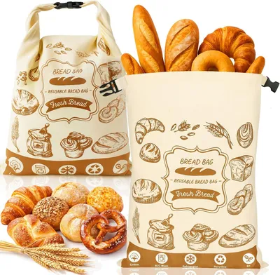 Produktbild von Brottüten wiederverwendbar, doppellagig, 40x30 cm, mit TPU-Futter für Frische