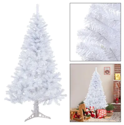 Obrázok produktu pre Umelý vianočný stromček Peviasot, výška 120 cm, biela farba, 220 vetvičiek, PVC vianočný stromček s plastovým stojanom