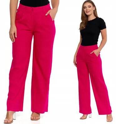 Produktbild von Leinenhose für Damen, weit geschnitten, hoher Bund, elegant, MORAJ XXL ROT