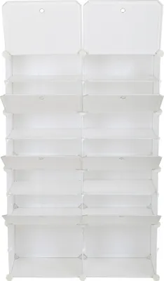 Produktbild von FCH 7-stöckiges 14 Fächer tragbares Schuhschrank, modular DIY Steckregal, System Kunststoff Schuhablage, Garderobe Schuhregal erweiterbar