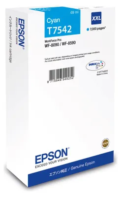 Zdjęcie produktu dla Epson T7542, Wysoka (XL) wydajność, Cyjan, 69 ml, 1 szt., Jednopak