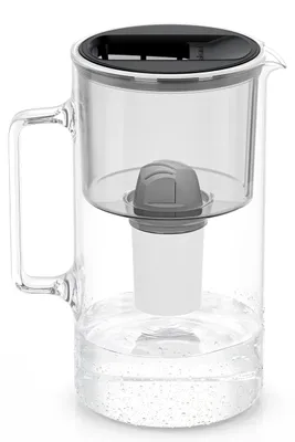 Wasserfilter-Glaskaraffe 3 l, kompatibel mit Brita Classic, Schwarz