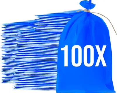 Produktbild von Bazko Leere Hochwasser Sandsäcke zum Befüllen 100 Stück | PP Gewebesack 65x105 cm | Sandsack Wasserschutz blau | Gartensack mit Bindegarn
