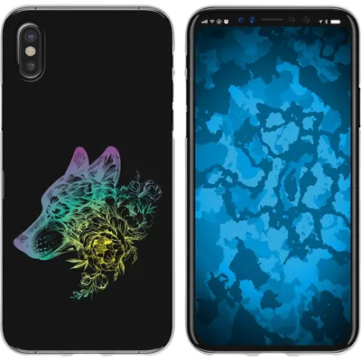 Produktbild von PhoneNatic Case kompatibel mit Apple iPhone X / XS Silikon-Hülle Floral Wolf M3-4