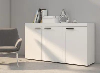 Produktbild von Kommode RUBEN II 149 cm mit 3 Türen – Sideboard für Wohnzimmer, Esszimmer und Flur - Weiß