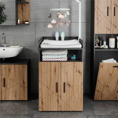Obrázok produktu pre Prebaľovacia jednotka Vicco Irma Antracit/Artisan 60 x 97 cm s výmennou jednotkou, Model 54784