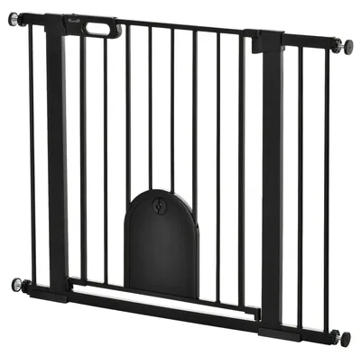 Produktbild von PawHut Hunde Absperrgitter Schutzgitter Türschutzgitter Stahl Schwarz