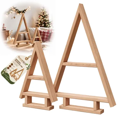 Immagine prodotto di Floranica Albero di Natale in Legno Stilizzato, Set da 2, 55 + 35 cm, Pino da Dipingere – Non Trattato