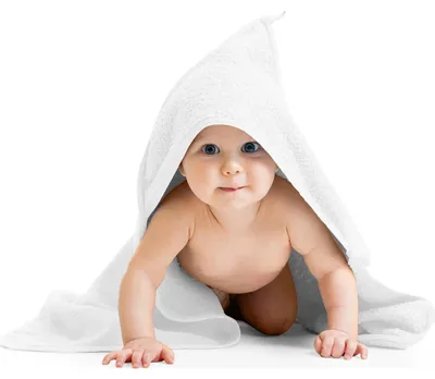 Produktbild von Babyfrottierhandtuch mit Kapuze 80x80cm 330g weiß