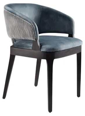 Productafbeelding van Moderne houten stoel met beklede zitting. Beklede fauteuil, meubel