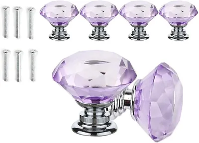 Produktbild von Möbelknöpfe 30 mm, lila Kristalle, Zinklegierung, für Möbel
