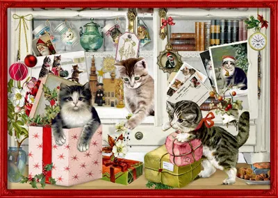 Produktbild von A4-Wandkalender - Katzen-Weihnacht
