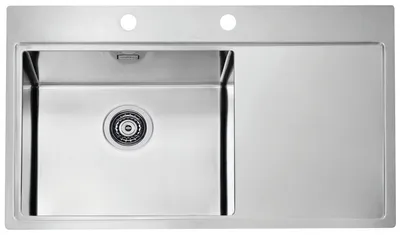 Produktbild von ALVEUS Spüle PURE 50 Becken links mit Flachrand und Drehexcenterbedienung / Edelstahlspüle / Flächenbündig
