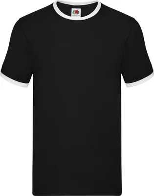 Produktbild von Fruit of the Loom Valueweight Ringer T-Shirt Farbe: schwarz/weiß Größe: S