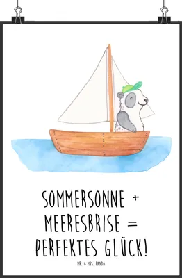 Produktbild von Mr. & Mrs. Panda Bild Sommer Meer Glück DIN A2 - Weiß - Geschenk, Lebensfreude, Sommerferien, Geschenke, Küstenurlaub, Strandurlaub, Küste, Urlaub, wanddeko, Kamin, Am