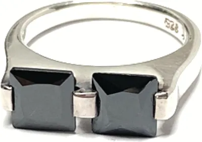 Produktbild von Ring 925/- Silber Zirkonia schwarz Schmuckring Silberring modern #50