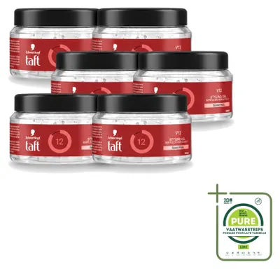 Image de 6 gels coiffants Taft V12 - Fixation ultra-rapide - 250 ml - Pack économique - 6 pièces