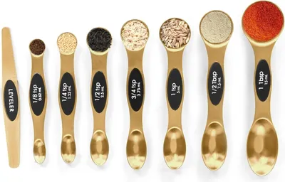Produktbild von Magnetisches Messlöffel-Set Edelstahl mit Nivellierer, stapelbarer Metall-Esslöffel zum Backen, Messbecher und Löffel-Set Küchenhelfer Wohnung Essentials Passt in Gewürzgläser