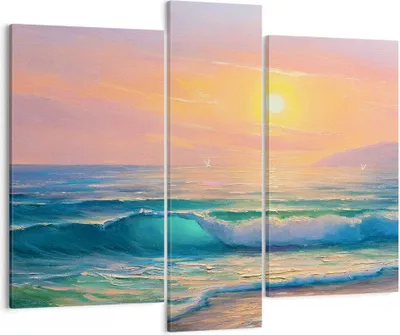 Produktbild von Bild auf Leinwand - Leinwandbild - Meer Welle Ufer - 95x80cm - Wand Bild - Wanddeko - Wandbilder - Leinwanddruck - Bilder - Kunstdruck - Wanddekoration - Leinwand bilder - Wandkunst - CB95x80-3915