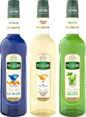 Image de Sirop pour cocktails Teisseire - Bleu, Rhum, Mojito - 3x70cl