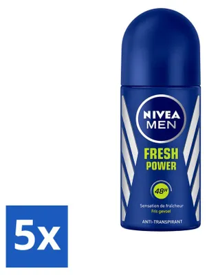 Obrázek produktu pro 5 kusů antiperspirantu NIVEA MEN Fresh Power, roller, 50 ml – výhodná sada