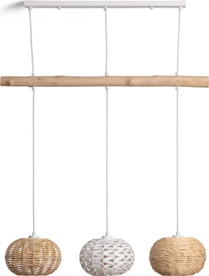 Produktbild von Pendelleuchte aus Rattan und Holz Linfen Natürlich