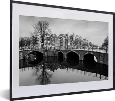 Produktbild von MuchoWow® MuchoWow® Gerahmtes Poster Keizersgracht Amsterdam - schwarz und weiß 40x30 cm - Poster mit zchwarzem Bilderrahmen - Bilderrahmen - Poster im Rahmen