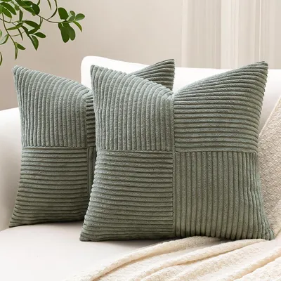 Immagine prodotto di Coperte per cuscini in tessuto corduroy a righe, 40x40 cm, colore grigio scuro, set da 2