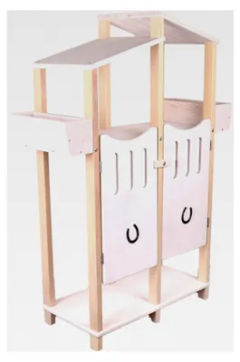Produktbild von Hobby Horse Stall aus massivem Holz - Stall für 2 Steckenpferde
