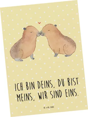 Produktbild von Mr. & Mrs. Panda Grußkarte Capybara Liebe - Gelb Pastell - Geschenk, Postkarten, Liebesspruch, Postkarte, Valentinstag, Lustige Sprüche, Ansichtskarten, Ansichtskarte