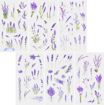 Imagen del producto de Calcomanías adhesivas con motivos de lavanda, 12 hojas, para scrapbooking
