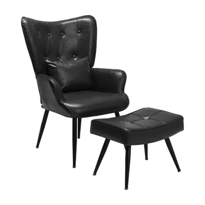 Produktbild von HomeMiYN Relaxsessel mit Hocker, Polstersessel aus Kunstleder, Ohrensessel mit hoher Rückenlehne und Armlehnen, Loungesessel für Wohnzimmer Schlafzimmer