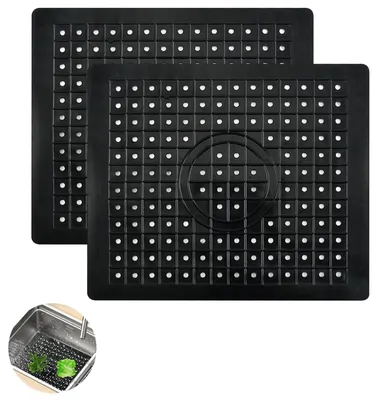 Produktbild von Spülmatte, 31 x 26 cm, 2 Stück, Gummispülmatte, Schutzmatte für die Küchenspüle, lebensmittelechtes PVC, schwarz