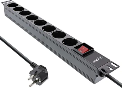 Obrázek produktu pro InLine 16418S, 8 AC zásuvky / AC zásuvek, Typ F, 3680 W, 1,5 mm², Typ F (Schuko), Černá