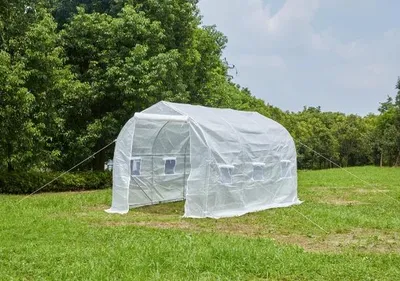 Obrázek produktu pro Zahradní polytunel - Skleník - 4 x 2 x 2 m - 6 oken - Dveře - Bílý