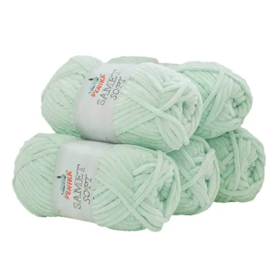 500g Strickgarn Samet Soft Chenille-Strickgarn Samtwolle Strickwolle pastelmint