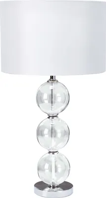 Image de Lampe de table, chrome, abat-jour textile blanc, H 58 cm