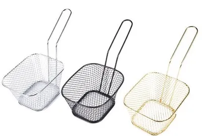 Obrázek produktu pro Sítko na smažení pro 3 kusy, malé nerezové, sítko na smažení, sítko na smažení s rukojetí, sítko na smažení hranolků, cibulových kroužků a kuřecích kousků