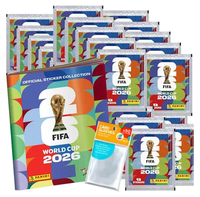 Produktbild von Bundle mit WM 2026 Sticker - 1 Sammelalbum + 25 Tüten + Exklusive Collect-it Hüllen (Eigenmarke Bundle)