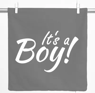 Produktbild von Huuraa Kissenbezug It`s a Boy! Schriftzug 40x40cm Steel Grey Baumwolle Dekokissenbezug Geschenkidee