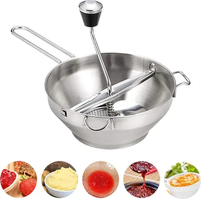 Produktbild von Passiermühle aus Edelstahl mit 3 Mahlscheiben, rotierende Passiermühle für Tomatensoße, Kartoffeln, Babynahrung oder Konserven