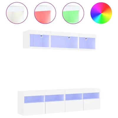 Immagine prodotto di vidaXL Parete attrezzata a 5 pezzi con illuminazione a LED in legno bianco
